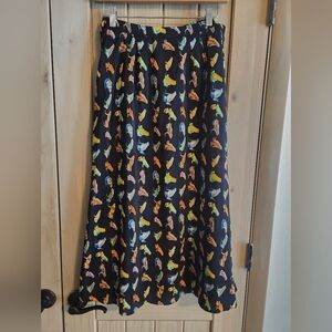 Satin Lined Rainforest Tropical Frog Midi Skirt Size Medium
